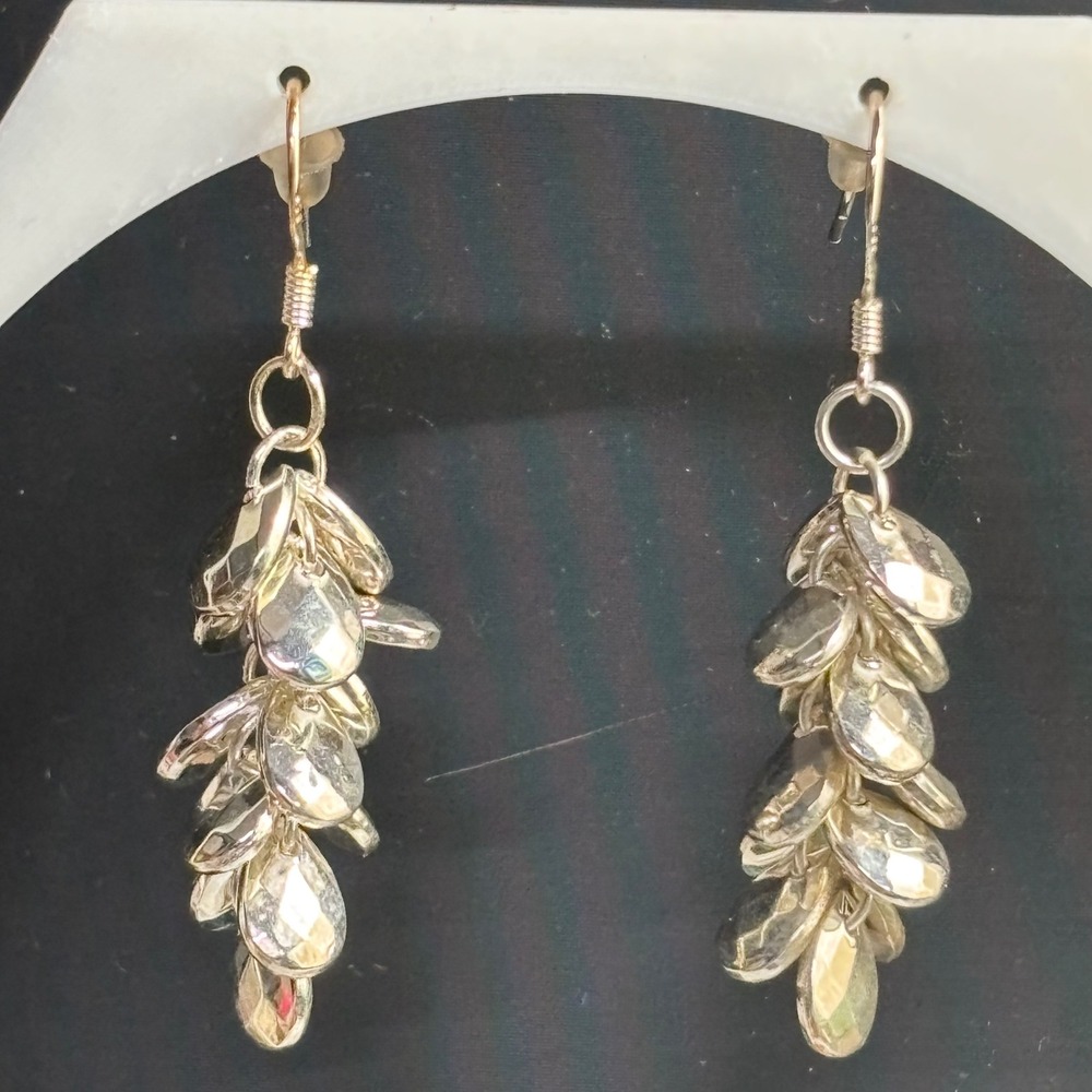 Vintage Silver 925 Sterling Cascading Teardrop Cluster Dangle Earrings